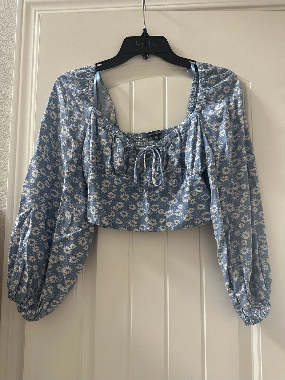 wild fable Blue Floral Peasant Crop Top